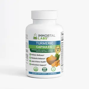 IMMORTAL LABS 60 Turmeric Capsules  Natural Joint & Bone Health Support with Glucosamine & BioPerine