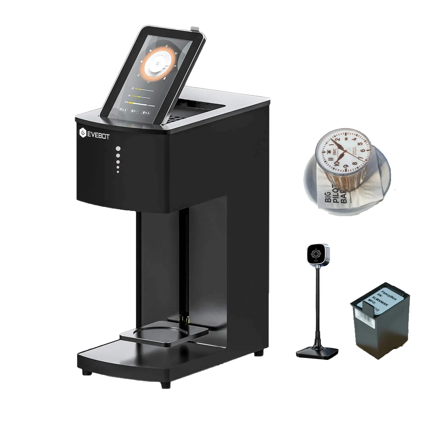 Evebot FM1 Mini Photo Thermal Printer - Portable Thermal Printer Accessory for Household Kitchen Coffee & Tea Machines, Suitable for Cake, Food Coloring, Beer Labeling, Portable Thermal Printers