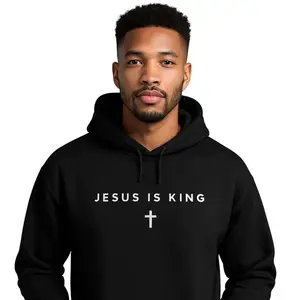Jesus Is King Hoodie – Minimalist Christian Sweatshirt with Cross | Faith-Based Streetwear for Believers