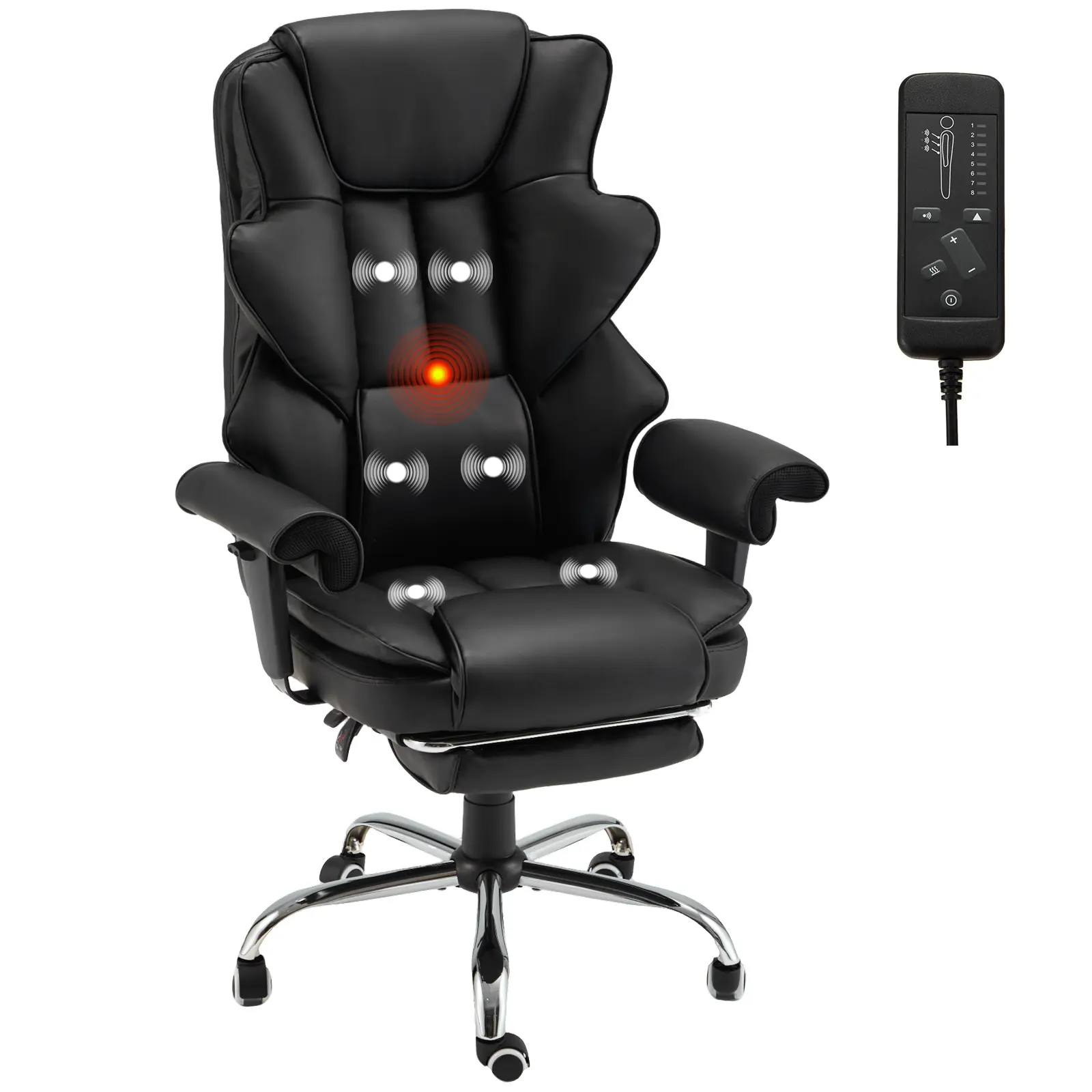 Ergonomic Executive Office Chair - Heated 6-Point Massage, 90-155 Degree Reclining, Footrest, Home Office Furniture for Commercial & Home Use