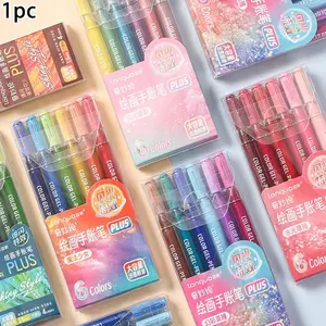 Glitter Gel Pen, Unique Glitter Effect, 6 Counts/set Large Capacity Highlighter Pen, Colorful Sequins Gel Pen, Glitter Paint Pens, DIY Art Creation Pen, Stationery Supplies, Art Marker Pen