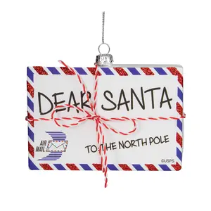 Northlight 3.5" Envelope "USPS Dear Santa" Glass Ornament