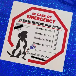 Emergency Preparedness Save My Pet Vinyl Decal Removable and Reusable