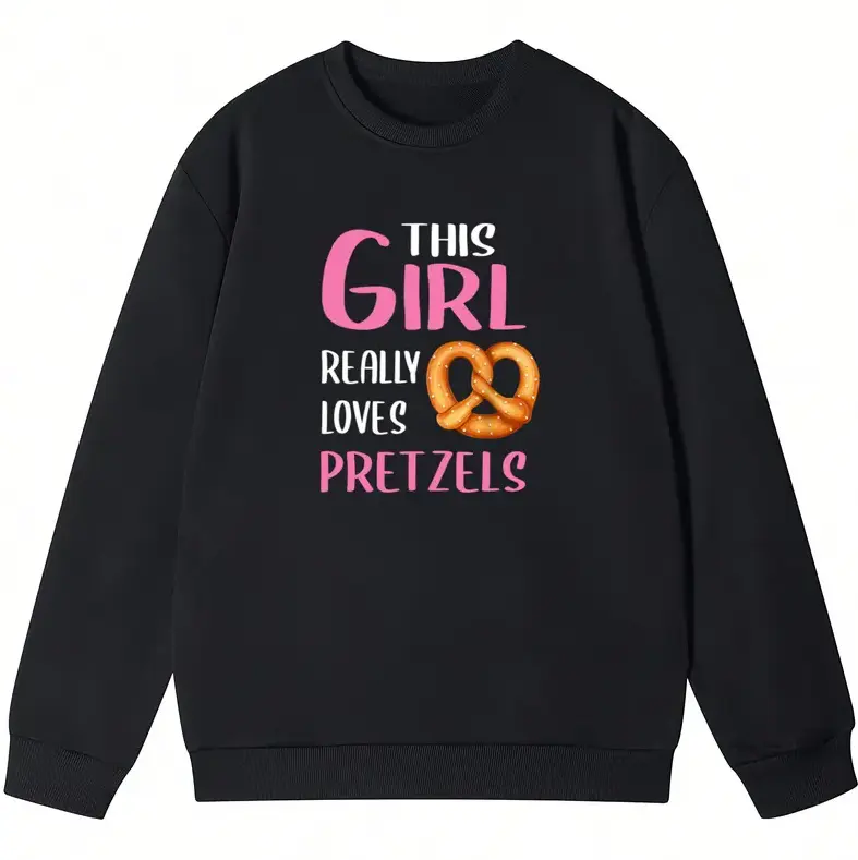 Unisex Long Sleeve Sweatshirt with Fun Pretzel Cartoon Graphic – Cozy Crewneck for Snack Lovers  #SohoChic