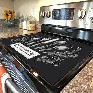 1pc Vintage Kitchen Utensils Stove Cover Protector Non-Slip Heat-Resistant Polyester Stove Top Cover, Anti-Scratch, Multi-Purpose for Oven, Washer, Dryer, Mouse Pad, Kitchen Decor