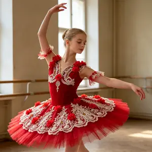 Girls' Ballet Dance Leotard Tutu Dress - Women' Princess Performance Costume with Lace & Tulle Skirt for Dance Recital Halloween, Birthday Party