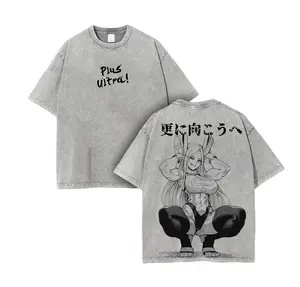 [TD 100%cotton]Mirko My Hero Academia Anime Double Printed Vintage Washed Tee Unisex Oversize Anime Manga Washed Heavyweight Cotton T-shirt streetwear shirt，cotton tee shirt,comfortable short sleeve，trendy t-shirts，invincible shirt humorous tshirt