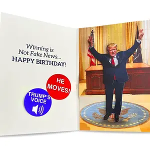 Talking & Dancing Trump Birthday Card - Interactive Design with Real Voice - Patriotic Collection - Presidential Theme Birthday Greeting Card for Him