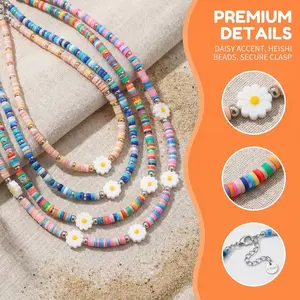 （Buy necklace get bracelet free ）Hand-beaded Jewelry Set With Colorful Bead Bracelet Necklace Spring and Summer Jewelry