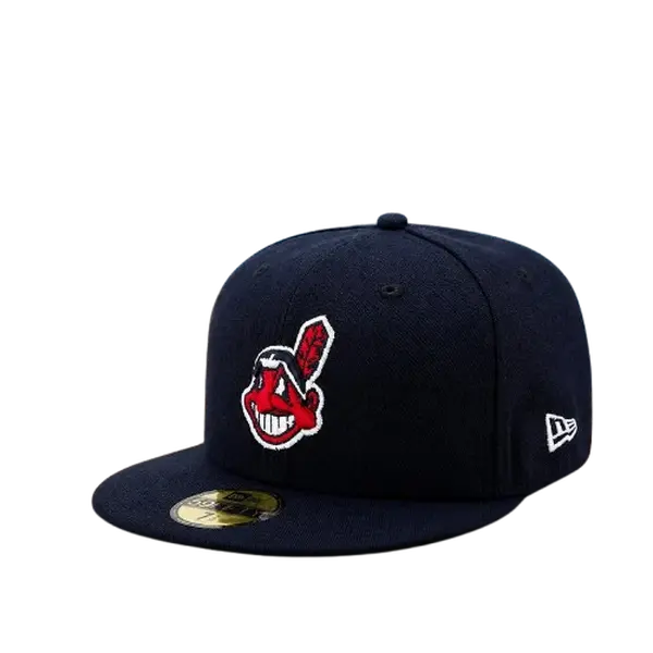 New Era Cleveland Indians Premium MLB Hat – 2026.Embroidered Flat Brim Snapback for Everyday Streetwear
