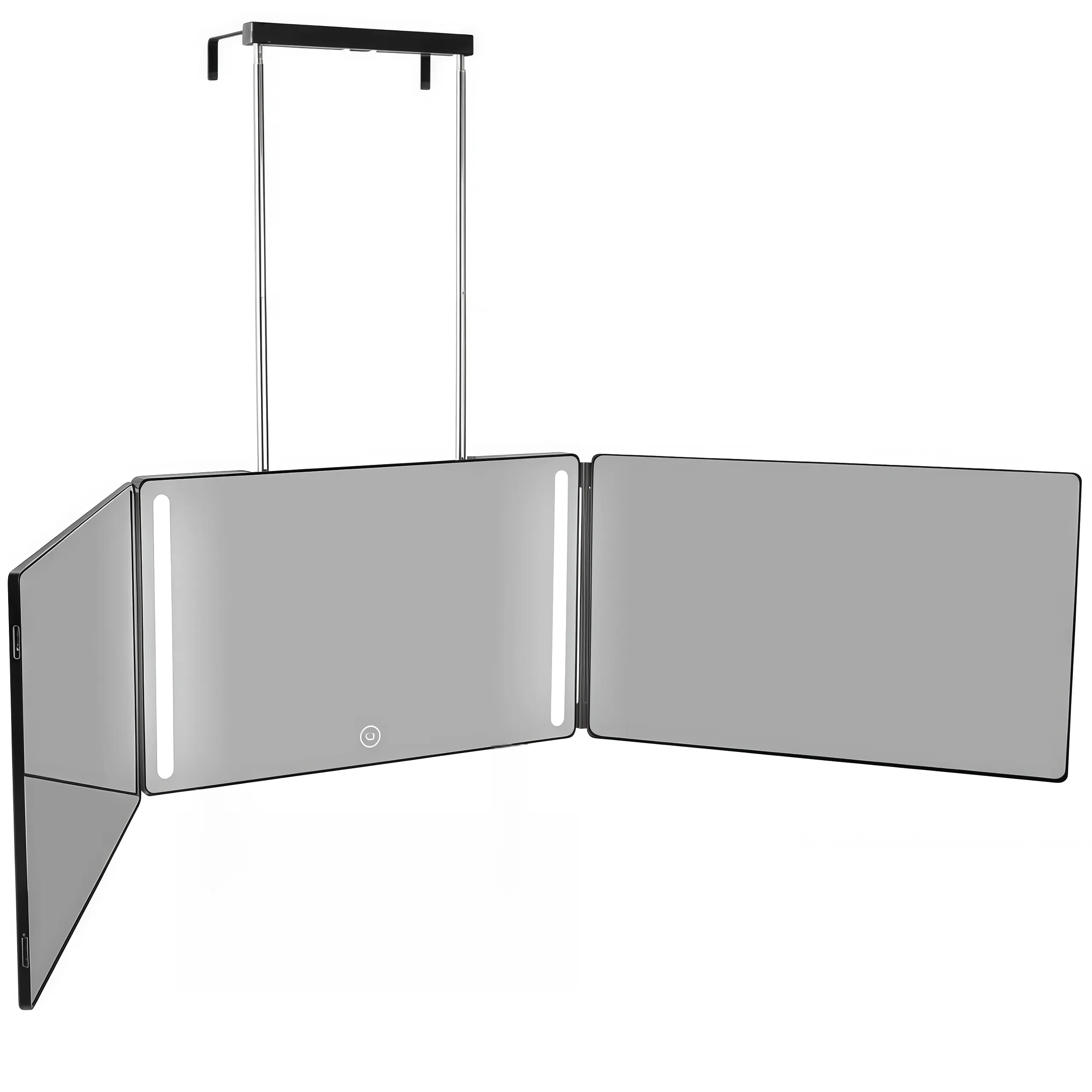 3-Way 360° Folding Bathroom Mirror with Retractable Hook, Transparent Anti-Fog High-Definition Glass, Lightweight Mountable Travel Design for Self-Haircutting & Makeup, Ideal Gift for Home Use