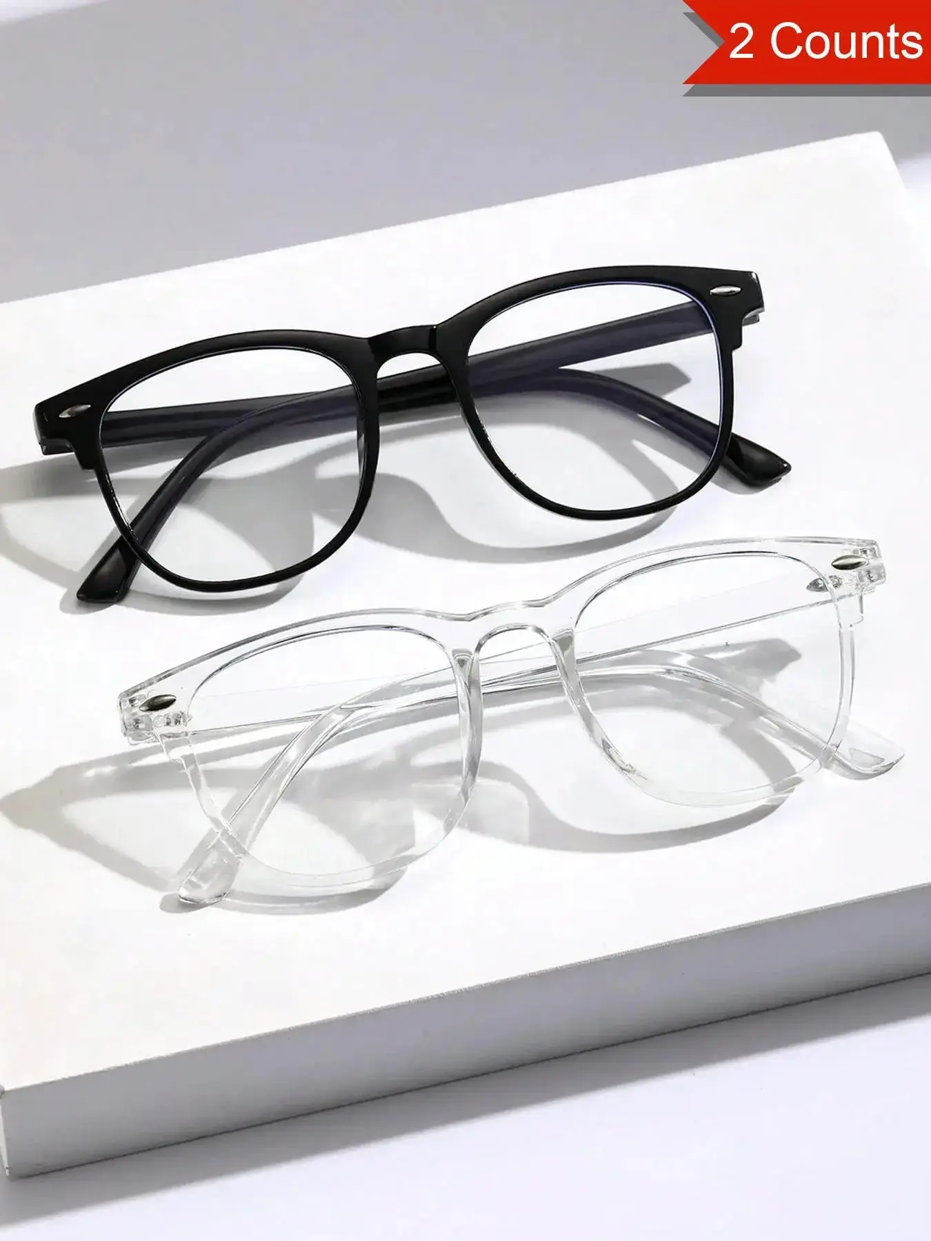 2 Counts Blue Light Blocking Glasses, Bluelight Fashion Glasses, Computer Reading/Gaming/TV/Phones Glasses for Formal Business Women Men,Anti Eyestrain & UV Glare