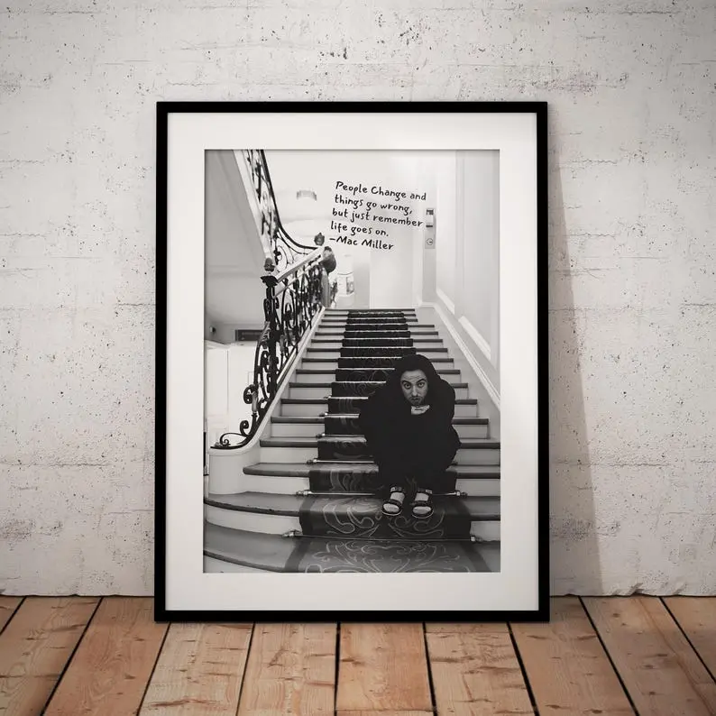 Mac Miller Poster with Quote  Black & White Lyrics Wall Art, Minimalist Hip Hop Music Print