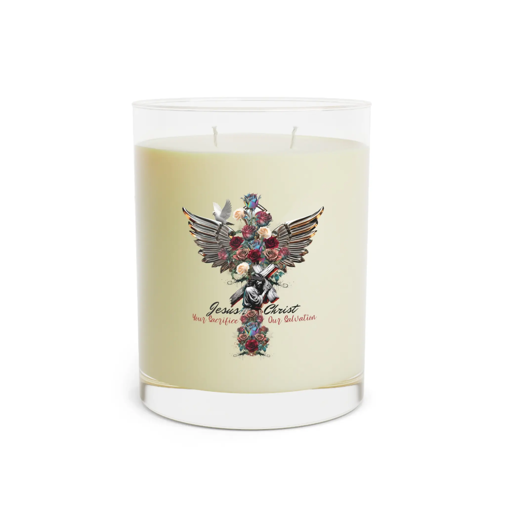 "Jesus Christ: Your Sacrifice, Our Salvation" Scented Candle - Full Glass, 11oz