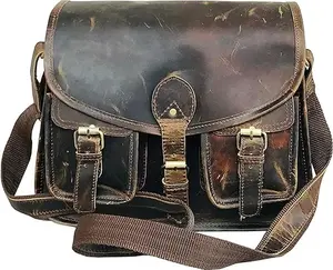 Ruzioon- Buffalo Leather Crossbody Purse For womens | Vintage look | Handcrafted Artistry | Genuine Leather Satchel | Adjustable Strap | Multiple Compartments | External Zipper Pocket | 12" x 10" x 4"