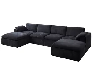 【Ships in multiple Boxes】AMERLIFE Cloud Couch Sectional, No-Assembly Modular Sectional Sofa with 83.5 inch Deep Chaise, Oversize Cloud Couch for Living Room