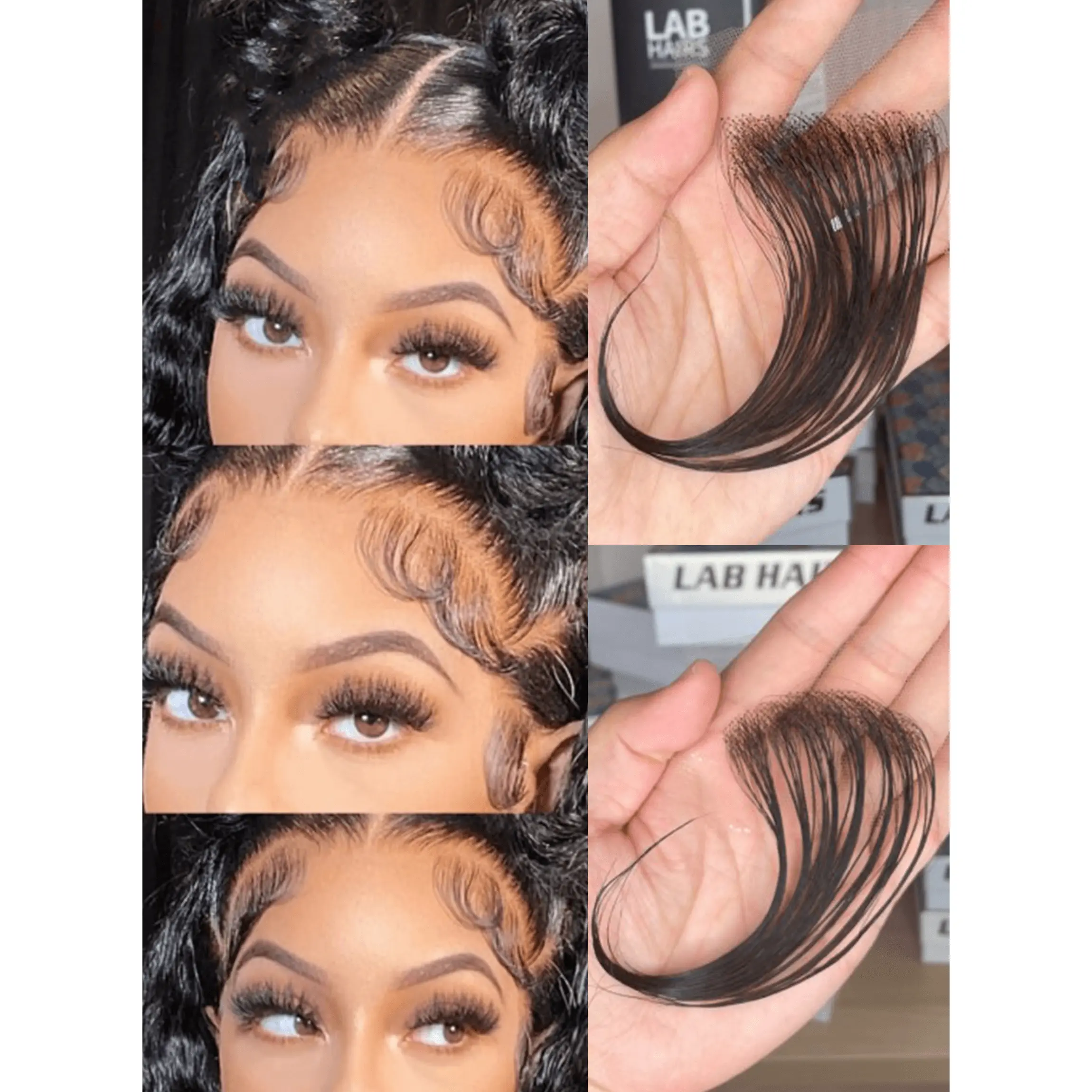 Labhairs Baby Hair Strips, Straight Virgin Real Human Hair on Invisible Lace, Glueless Reusable Edges for Natural Ponytail Hairstyles & Heat Resistant Wig, Human Hair Hairpieces, Top Swiss Hd Lace
