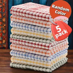 5 Pack Colorful Plaid Dish Towels, Dishcloths for Washing Dishes, Super Absorbent Reusable Cleaning Cloths, Soft Cleaning Towel, Kitchen Bathroom Bedroom Outdoor Use, Multiple Colors