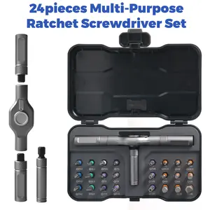 24 in 1 DIY Screwdriver Set,1 Set Switchable Screwdriver Shape Magnetic Screwdriver,Compact and Portable Ratchet Screwdriver Set,Multifunctional Drill Bit Set,Detachable T-shaped Ratchet Handle Hardware,Precision Screwdriver Tool Kit,Home Repair Tool Box