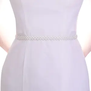 Women's Pearls Bridal Bridesmaid Dresses Sash Belts,Beaded Wedding Belt Bridal Belts Ivory