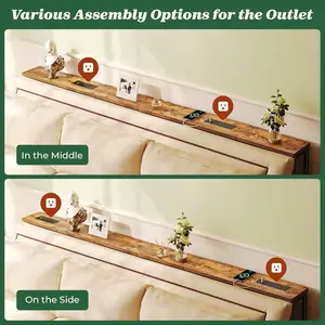 78.8 inch Narrow Console Table with Outlet Behind Couch Table Long Entryway Tables with Charging Station for Living Room Set of 2