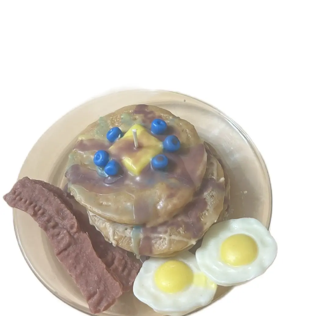 Blueberry Pancake Novelty Candle with Smoke BBQ Bacon Novelty Wax Melts & Eggs Set - Novelty Freshener for Decor and Ornaments - Decoration