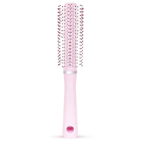 Curly Hair Brush for Women, Round Barrel Detangler Hairbrush for Blow Drying, Travel Size Styling Brush for Quick Drying & Pain-Free Detangling on All Hair Types, Pink, 1 Pack