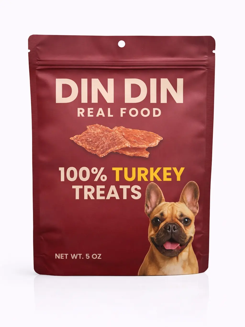 Natural Single-Ingredient High-Protein Solid Turkey Dog Treats, 5 oz Pouch, Suitable for All Ages of Dogs