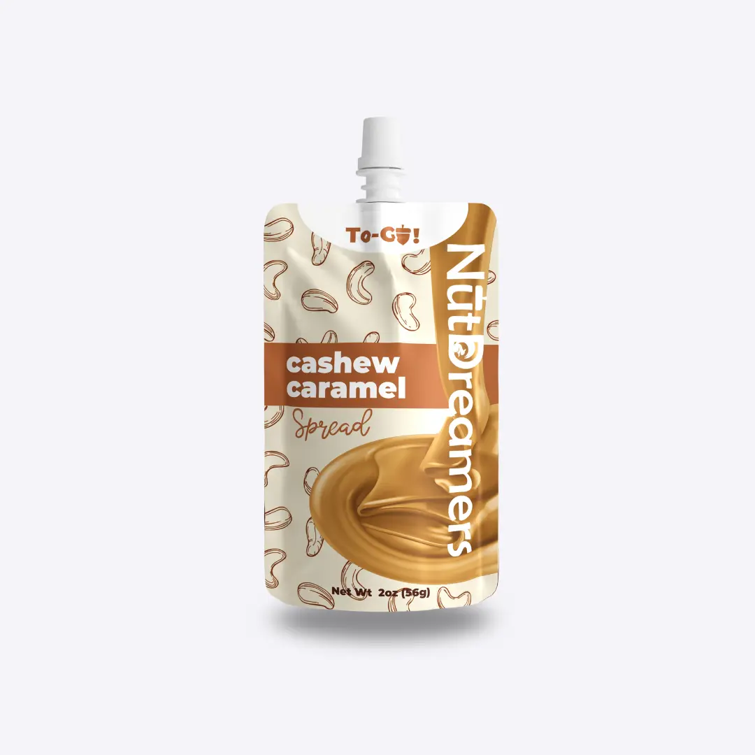 2 oz Pouch Caramel To-Go  - Vegan Gluten-Free No Refined Sugar Added Portable Snack with Natural Caramel Flavor - Snack On The Go, Nut Snack