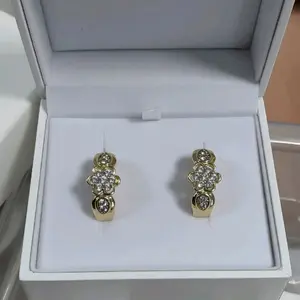 aretes con zirconia niñas 14k laminados resistentes al agua cloro y sudor