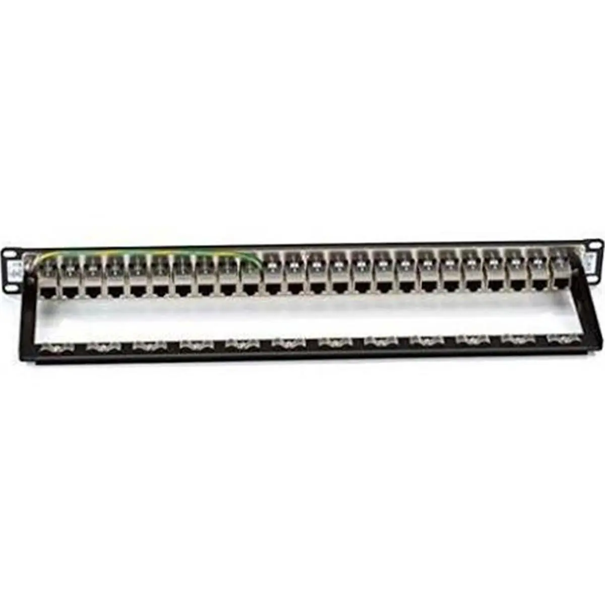 Black Box JPM814A Shielded 24-Port Cat6 Feed-Through Patch Panel with Patch Port, Easy-Connecting Snap Connectors, No-Punch Patching, 24 Ports