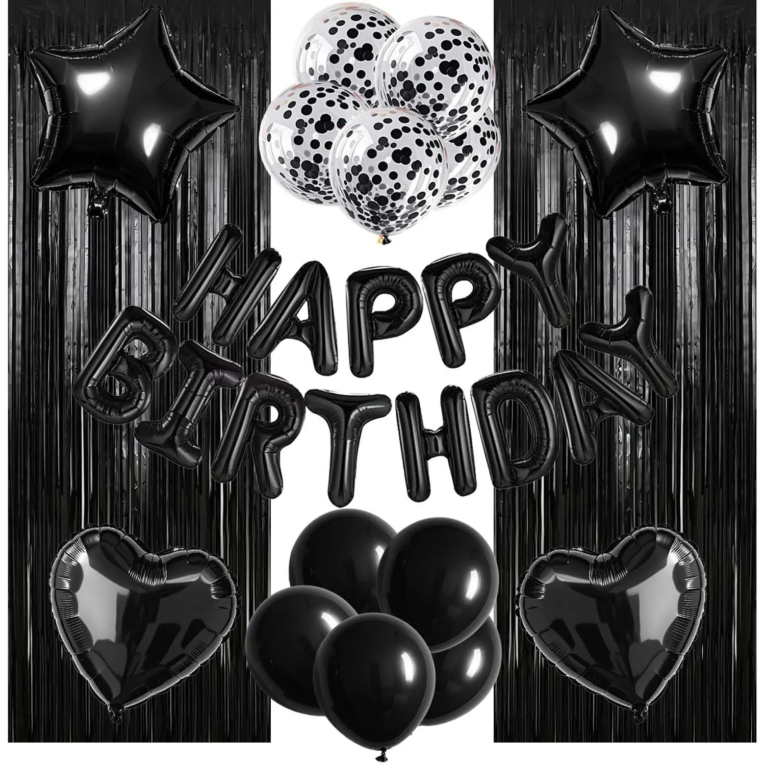 31pcs Birthday Party Decorations Set, Balloon Decorations Kit, Happy Birthday Balloons Banner, Letter Balloons, Heart & Star Foil Balloons, Confetti & Latex Balloon, Balloon Party Supplies