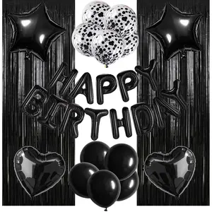 31pcs Birthday Party Decorations Set, Happy Birthday Balloons Banner, Letter Balloons, Heart & Star Foil Balloons, Confetti & Latex Balloon
