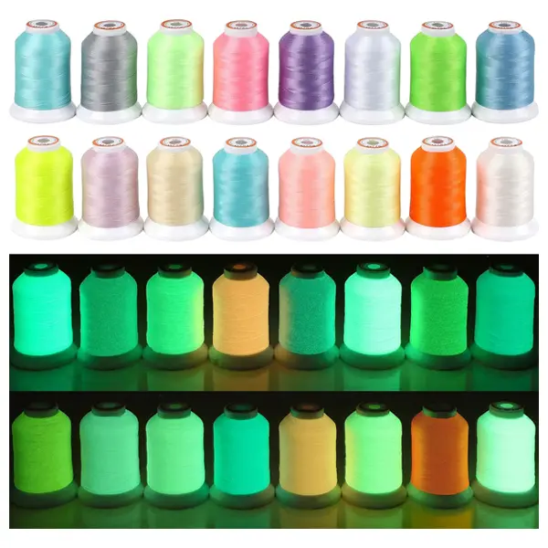 New brothread Glow in The Dark Embroidery Machine Thread Kit 30WT 500M for Clothes Handicraft Toy Cross Stitch Strong Polyester Thread for Halloween Costumes Pastel Colors, TikTokShopDealsforYouDays, SummerWins