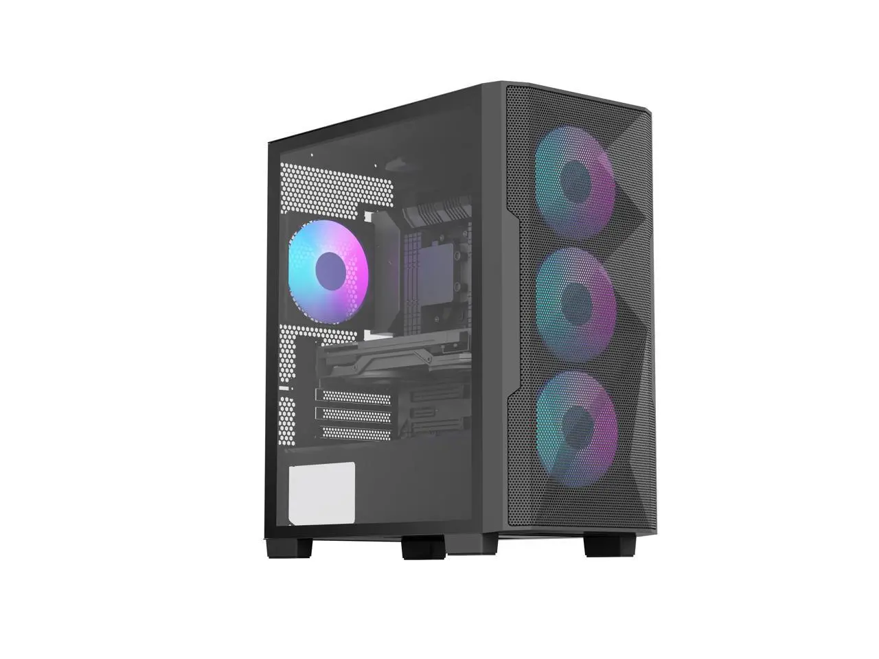 Rosewill FBM-X6 Black Micro ATX Mid Tower Case - Tempered Glass Side Panel, High Airflow, 4 x PWM ARGB Fans, Dedicated Cable Routing Clips, Pre-Installed 650W 80+ Gold Power Supply
