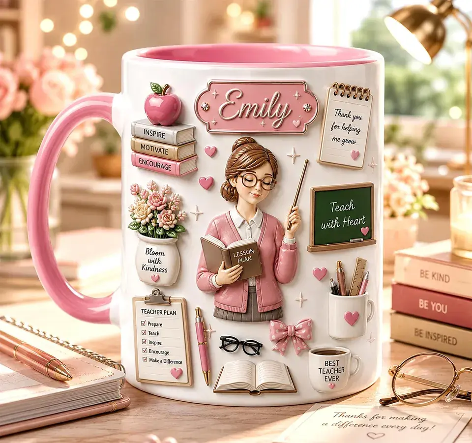 Personalized Teacher Mug - Back To School, Teacher Appreciation Gift, Cute Teacher Gift for Her