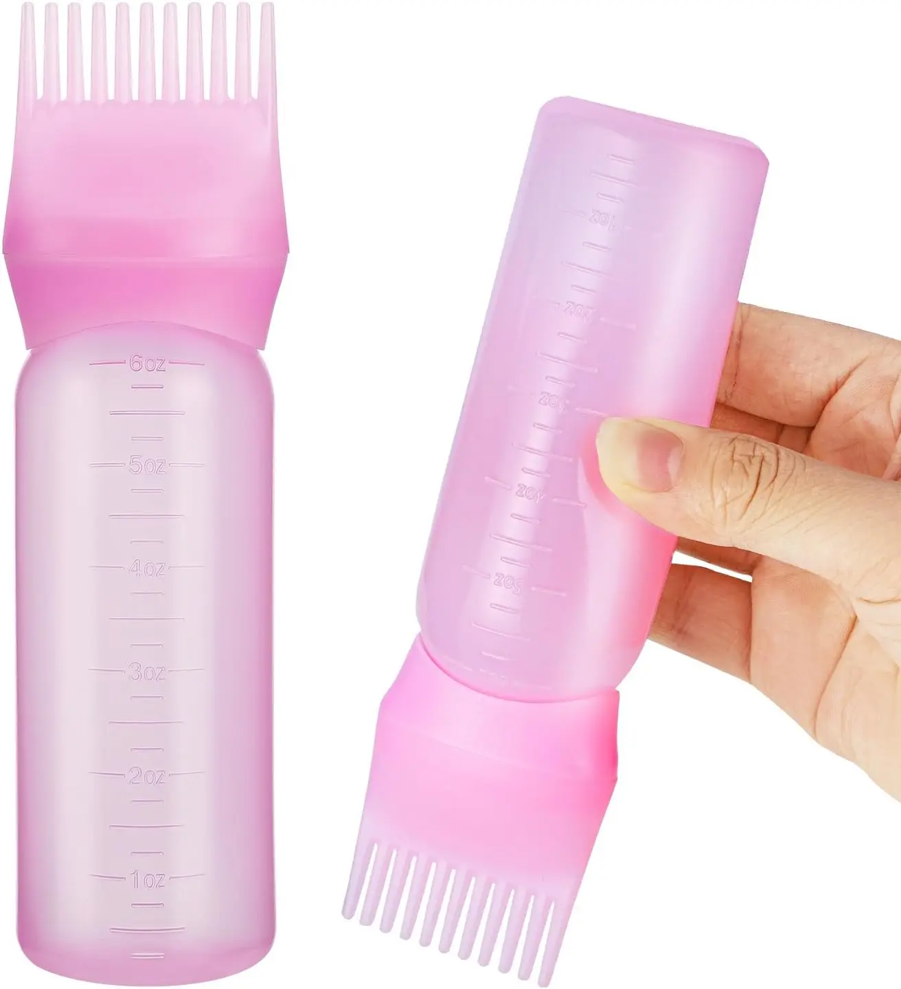 2PCS Root Comb Applicator Bottle, Hair Dye Applicator Brush for Hair Dye, Hair Coloring Brush Bottle with Graduated Scale for Coloring, Styling and Hairdressing