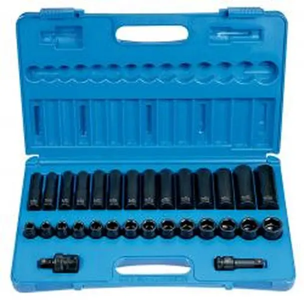 Grey Pneumatic GP1430MRD Plus Heavy-Duty Metric 1/2 in. Drive 30-Piece Standard & Deep Socket Set for Mining, Automotive, Assembly Applications
