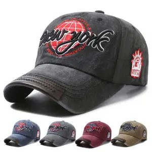 New York embroidered baseball cap, patch embroidered baseball cap, washed sun-shading cap, soft-top fashion cap