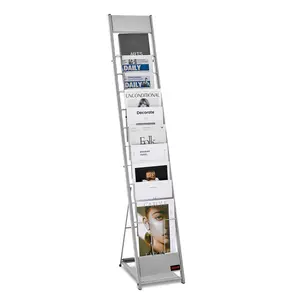 【fathersdaygift】VEVOR Brochure Display Rack,10 Pockets Magazine Literature Display StandPortable Floor Standing Magazine RackMetal Newspaper Catalog Holders for ShopExhibitionsOfficeTrade ShowSilver