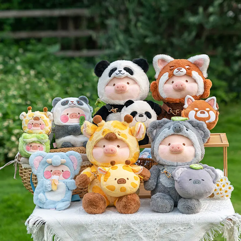 52TOYS LuLu the Piggy Animal Party -  Lu Lu Plush Crossbody Bag Kawaii Creative Gift Room Decor Desktop Decoration Gift for Birt Soft Adorable Stuffed Cuddly Teddy Bear