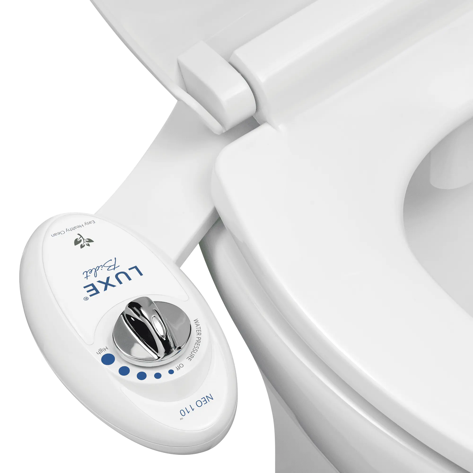 LUXE Bidet NEO 110 Non-Electric Mechanical Toilet Seat Attachment, Rear Wash, Adjustable Water Pressure, 15-inch Metal Braided Fresh Water Bidet Sprayer for Toilet Use, 15-Inch Metal Braided Bidet Hose
