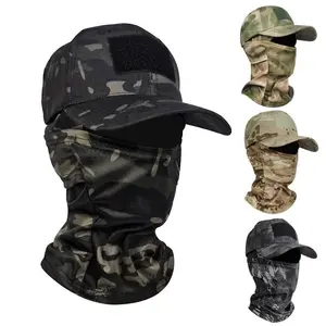 Camouflage Baseball Cap Mask Cross-border Tactical Baseball Cap Outdoor Hiking Mountaineering Fishing Sun Protection Sun Hat Sports Cap bluetooth music hat soft plush material good ole boy fox ear pull time camo black white brown unisex outdoor angler per