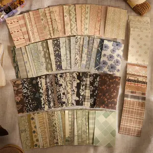 Vintage Embroidered Floral Design Background Paper, 50 Sheets Multi-Functional DIY Crafting Decorative Material, Scrapbook Journal Planner Supplies, Scrapbook Materials