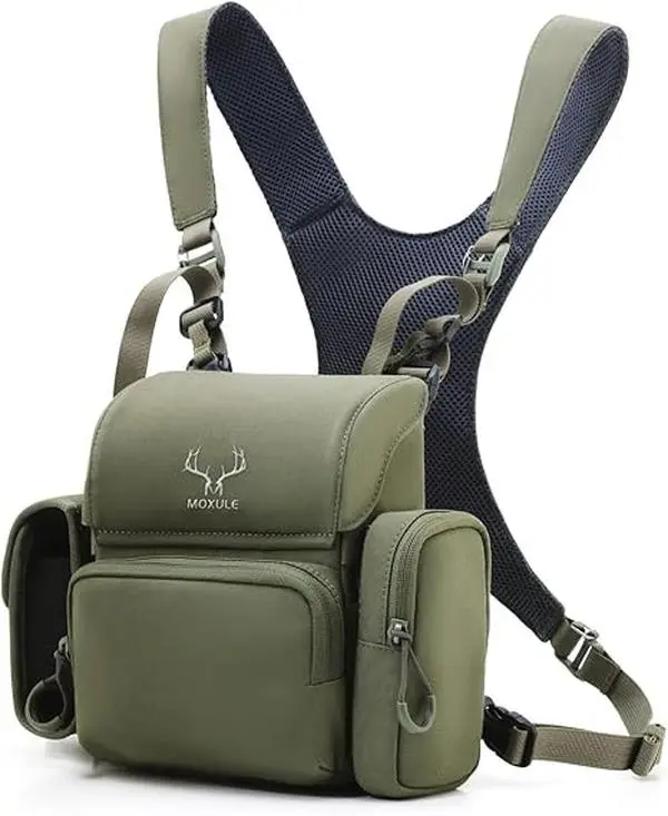 MOXULE Outdoor Chest Bag for Hunting, Multifunctional 500D Nylon Bino Case with a Breathable Back and Magnetic Closure, Multifunctional Chest Bag, Cover, Camo, Strap, Waterproof Bag For Rain