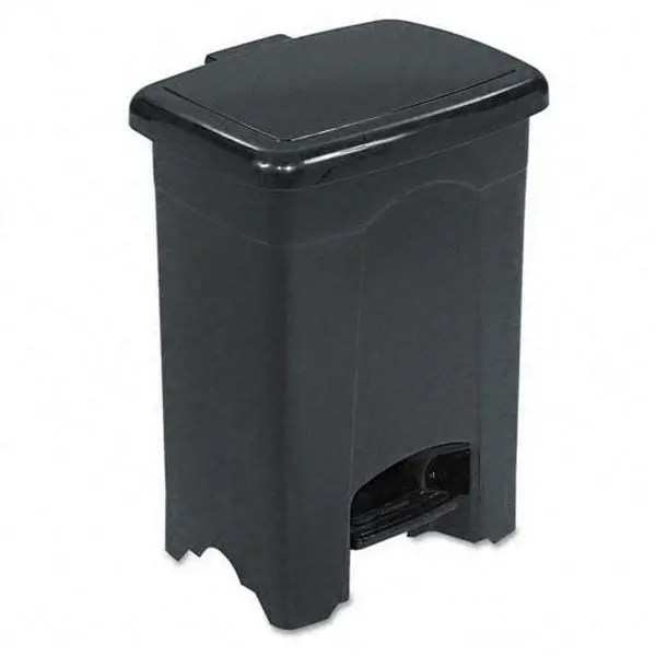 4 Gallon Plastic Step-on Waste Receptacle in Black