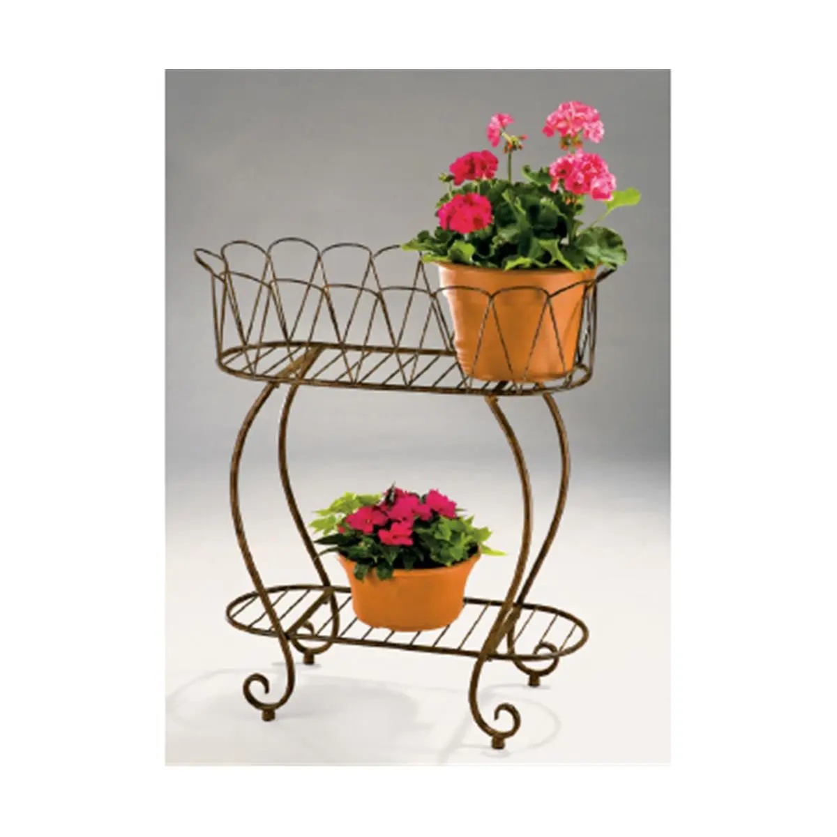Deer Park Metal Oval Wave Garden Pot - Weatherproof Metal Patio Planter with Natural Look, Floor Protection, Multi-Pot Hold Capability, Outdoor Home Improvement Garden Accessory