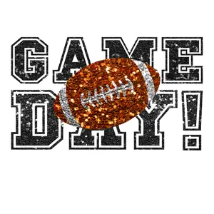 Game Day football Faux sequins choose Blue or Black Direct To Film Print, DTF Print, Ready To press Transfer For T-Shirts