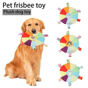 Durable Squeaky Plush Flying Disc Dog Toy, Outdoor Chewable Interactive Chew Sound Toy for All Dogs, Training and Play, Perfect for All Breeds