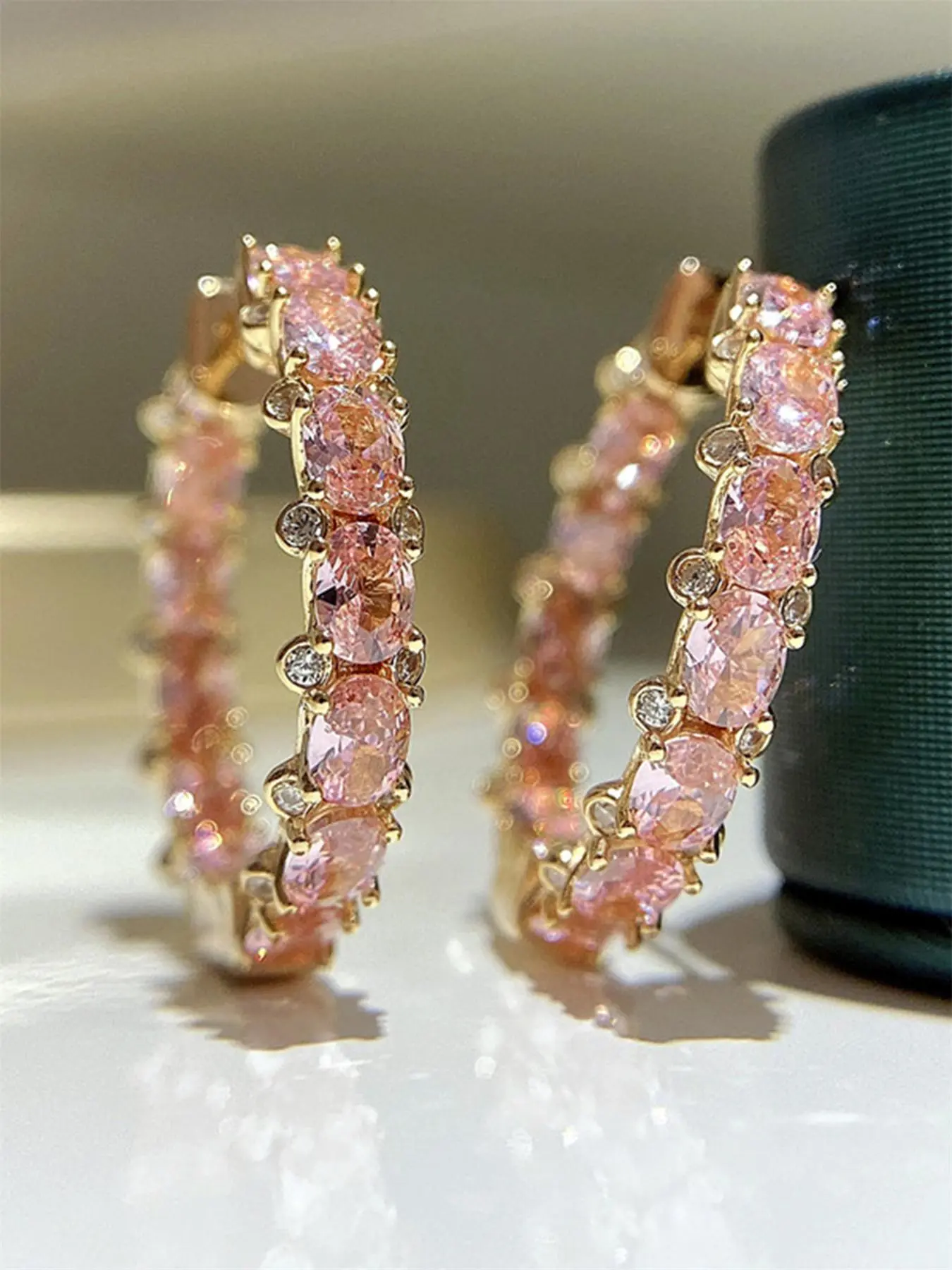 Fashion Elegant Rhinestone Zirconite Decorated Hoop Earrings, Ear Hoops, Casual Ear Piercing Jewelry for Party, Daily Clothing Decor, Anniversary, Wedding, Gift
